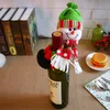 Partihandel Xmas Röd vinflaskor täcker påsar Julflaskhållare Party Decors kram Santa Claus Snowman Dinner Table Decoration SN852