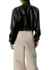 Damen Leder Faux Vintage Bomber Chic Cropped Pu Gothic Racing Jackets weibliche Biker Motorrad Baseballmäntel Streetwear 230822