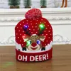 Chapéu de natal chapéu de malha de elk de elk com iluminação de iluminação de iluminação de grama de desenho animado, presente de natal, presente de ano novo hkd230823