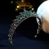 2019 Vintage wedding crown dark green Rhinestone Beaded Hair Accessories Headband Band Crown Tiara Ribbon Headpiece Jewelry s175i