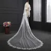 حجاب الزفاف وصول زفاف عاج أبيض من طبقتين 3 متر تول حجاب طويل القضايا