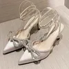 High Dress Pumps Sandals 791 Heel Crystal Bowknot Ankle Strap Sexy Heels Ladies Prom Shoes Women Female Footwear 230 88 s