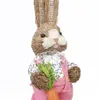 Decorative Objects Figurines Cute Straw Standing Rabbits Easter Decorations Party Supplies Home Garden Bunny Ornament Theme 230822