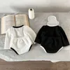 Barboteuse pour enfants, vêtements de printemps et d'automne, costume pour bébé fille, manteau en coton, grand short en PP, ensemble deux pièces, né 230823