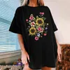 T-shirt manches courtes femme, en coton, tournesol, Harajuku, Y2k, surdimensionné, graphique, Goth