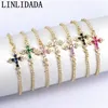 Bracelets de charme 10pcs Gold Tennis Tennis Chain Cross for Women Multicolor CZ Protection Jewelry 230822