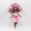 Dockor Icy DBS Blyth Doll naken 16 BL22407216 Joint Body With Super Black Hud och Pink Mixed Curly Hair Glassy Face 230822