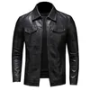 Trenchs d'hommes Veste en cuir de moto pour hommes grande taille poche noire fermeture à glissière revers slim fit mâle printemps et automne haute qualité pu manteau m-5xl 230822