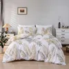 Set di biancheria da letto foglie d'oro tropicali set di biancheria da letto alla moda copripiumini bianchi copertura del letto di lusso set doppio per ragazza tessile per casa donna r230823