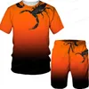 Men's Tracksuits Cool Gradient Color Scorpion 3D Printed O Neck Tees/Suits Poisonous Animal T Shirt Shorts Tracksuit Set Outdoor Sportwear