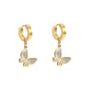 Boucles d'oreilles pendantes classiques de luxe en titane et acier, vêtements papillon animaux, bijoux pour femmes, douche de couchage, 2023