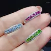 Cluster Rings CoLife Jewelry Classic Silver Gemstone Ring For Daily Wear 6 Pieces Natural Garnet Topaz Diopside 925