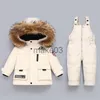 Down Coat Iyeal Baby Boy Girl Parka Real Fur Snowsuits Children Clothing Set Småbarn Tjocka varma overaller 2023 Winter Down Jacket Jumpsuit J230823