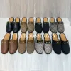 Designer Slipper Men Slippers Mule Canvas Calfskin Sadnal Calf Leather Sandals Closed Toe Slipper Beige Ebony Slide Luxury Loafer Slippers