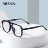 Blue Light Blocking Glasses Rbenn Big Frame Square Компьютерные очки для чтения мужчины женщины против синего света TR90 Presbyopia Eglass с объективом CR-39 230823