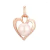 Pendentif Colliers FJ Femmes Filles 585 Rose Gold Couleur Coeur Simulé Perle Cristal Collier Bijoux