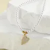 Pendant Necklaces Cute Heart Pave Setting Zircon Imitation Pearl Necklace For Women Collar Handmade Stainless Steel Clasp Gold Color
