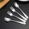 12 Pieces Kids Silverware Stainless Steel Children's Safe Flatware Little Bear Child Spoon and Fork Set Toddler Utensils HKD230812