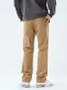 Men s Jeans YIHANKE Retro Worker Trousers Khaki Color Work Pants High Street Vibe Loose Straight Baggy 230823