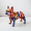 Dekorativa föremål figurer kreativitet modern färgglad fransk bulldogstaty grossist graffiti kontor ornament trycker hart hund hem dekor hantverk 230823