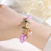 Strand Daisy Flowers Crystal Beded Armband för eleganta damer Elastiska justerbara charm smyckesfestjubilbileumsgåvor