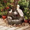 Duck Squirrel Solar Power Resin Patio Fontein met Led Lights Resin Dierlijke standbeeld ornamenten Home Garden Yard Jardim Decor Gift Q230823