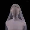 Bridal Veils Long Pearls Wedding Veil Tulle 1T Elegant Luxurious Beaded Bride Party Without Comb