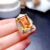 Anéis de casamento anel de citrino natural 925 prata esterlina grão grande amarelo geme pedstone de jóias de luxo designer 230822
