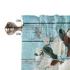 Curtain White Magnolia Flower Vintage Wood Grain Short Curtains Kitchen Cafe Wine Cabinet Door Window Small Home Decor Drapes