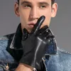 Five Fingers Gloves Gours Winter Genuine Leather Gloves Men Black Real Goatskin Finger Gloves Fashion Brand Driving Mittens Warm Arrival GSM030 230822