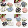 Compact Mirrors DA17 Mini Round Pocket Folding Makeup Mirror Vintage Double Sides Floral Printed Chinese Style Compact Cosmetic Portable 230823