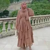 Vêtements ethniques Abaya Femmes en mousseline en mousseline à trois couches Big Swing Hijab Robes Caftan Marocain Abayas Dubai Robe 2 pièces Set Muslim Robe