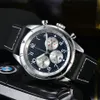 Top Time Mens Watch Quartz Movement All Dial Work Chronograph Watch Retro кожаные ремешки дизайнерские ремни.
