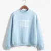 Sweats à capuche pour femmes Simple Line Cross Design Imprimer Femme Sweat-shirt Doux Coréen O-cou Tricoté Pull Automne Hiver Couleur Bonbon Femmes