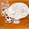 Autres fournitures Halloween Citrouille Sorcière Cerveau Chat Cookie Cutters Plastique 3D Dessin animé Pressable Biscuit Timbre Chocolat Moule Gâteau Décoration Outils L0823