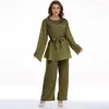 Ethnische Kleidung Islam Frauen Bluse Sets Muslim Mode -Tracksuits Casual Long Sleeve Shirt Lose Pant Arab Herbst Elegante Outfits Oversize