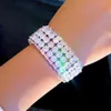 Charm Bracelets Pera Brilliant Iced Out Crystal Large Wide Bangle Statement Hand Jewelry for Women Fashion Banquet Party B256 230822