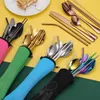 Outdoor Portable Tableware Knife Fork Spoon Pipette Dining Table Set Stainless Steel Knife Fork Spoon Tableware Suit HKD230812