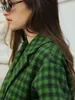 Frauen Wolle Mischungen Vintage Green Plaid Overtoel Frauen Herbst Winter Mode Loose Long Sleeve Single Button Jackets Lange Schichten Tops Streetwear 230823