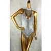 Scene Wear White Silver Bodysuit Sexy Party Rave Bellydancing Festival Outfit Women Latin Costume Performance Suit 2023 Carnival