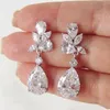 Stud Huitan Crystal Drop Earrings with Bling Cubic Zirconia Temperament Women High Quality Silver Color Trendy Jewelry 230823