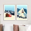 Canvas Painting Vintage Snowboard Wall Art Minimalist Ski Snow Mountain Posters And Prints Wall Pictures For Living Room Bedroom Decor Wo6