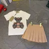 Luxury Designer Clothing Set Kids T Shirt Kjol Fashion Classic Brand Summer Toddler Girls Outfits Set Short Sleeve Shirt Cotton Tracksuit