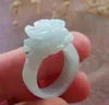 Anillos de racimo Certificado Verde Birmania Natural A JADE Jadeíta Flor ANILLO USA 7.5