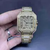 Diamantes de gelo masculino Caso de aço inoxidável de ouro amarelo Full Diamond Shine Good Automatic Watch271f