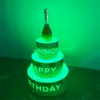 3 niveaux gâteau fête événements salon bar discothèque VIP joyeux anniversaire LED gâteau bouteille présentateur illuminé gâteaux support Glorifier néon signe