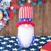 Oggetti decorativi Figurine graziose bambola senza volto peluche Rudolph con cappello Creative Independence Day Coppie Ornamenti per il soggiorno Decorazione del desktop 230822