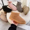 Women ultra mini snow boots slipper U F22 winter new popular Ankle Sheepskin fur plush keep warm boots with card dustbag beautiful gifts Antelope Reindeer Color