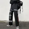 Pantaloni da uomo goti uomini giapponesi streetwear giapponese dritta casual maschio harajuku high street gamba larga graffiti punk hip hop pantaloni 230822