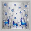 Adesivos de janela Kizcozy Blue Christmas Elk Village decorativo Decorativo de dupla face espessada